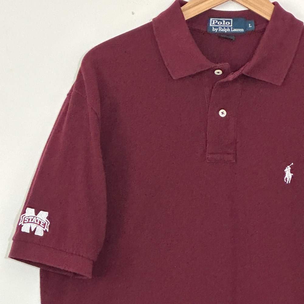 Polo Ralph Lauren Mississippi State MSU Polo Shirt Mens L Maroon Pique Classic